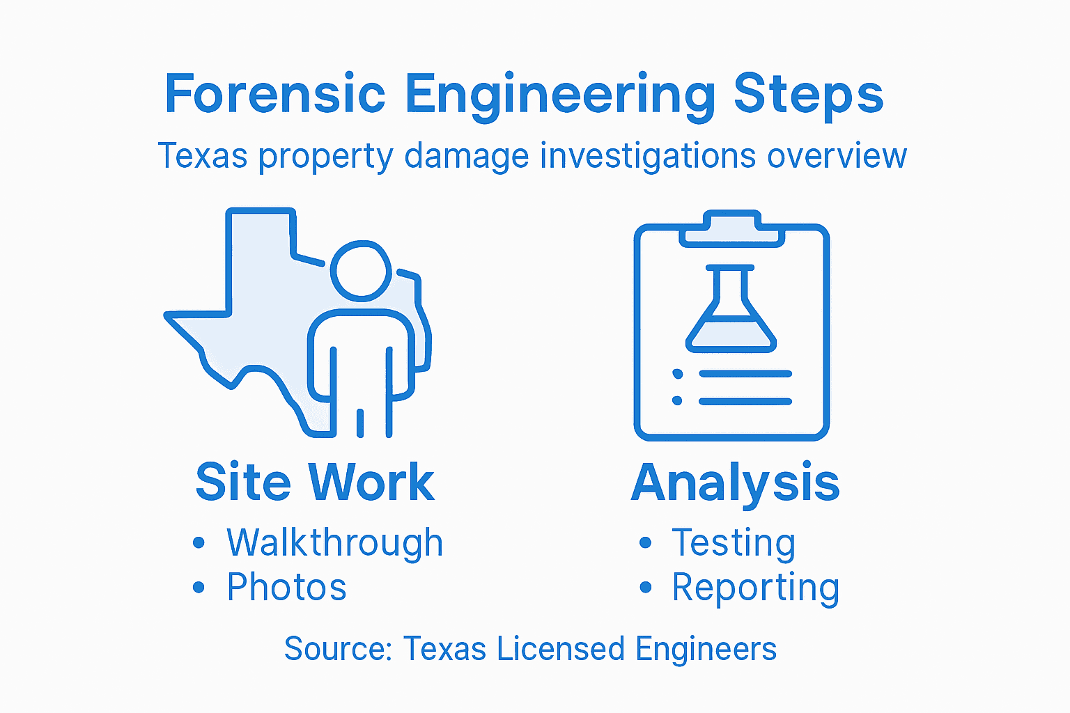Infographic showing key forensic engineering process steps