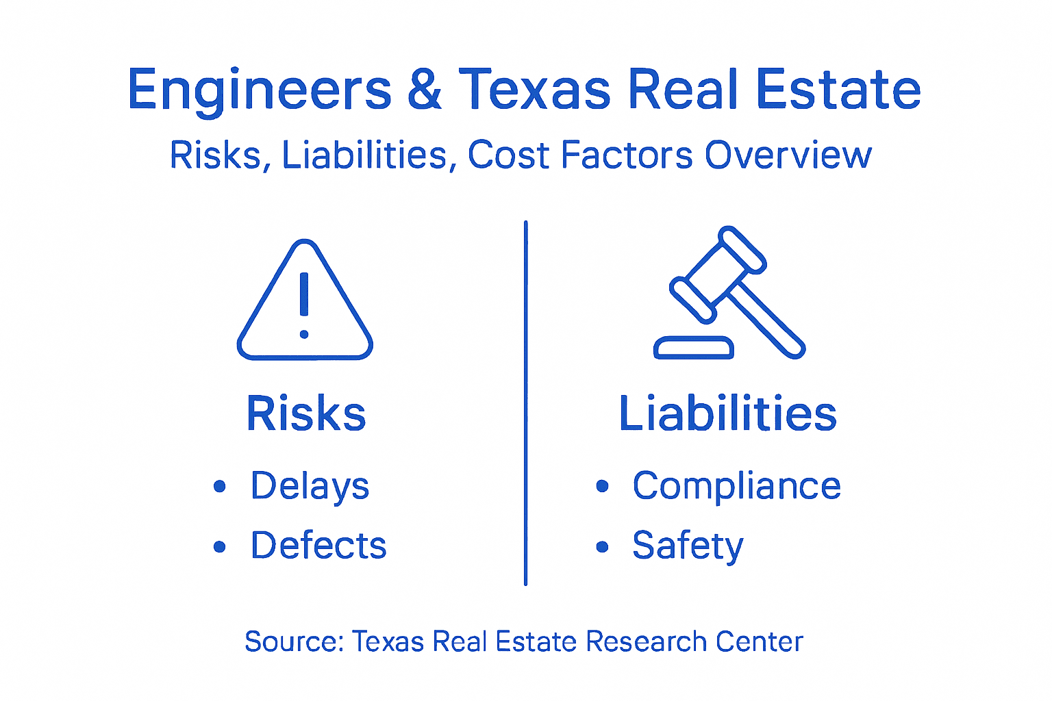 Infographic summarizing risks and costs for engineers