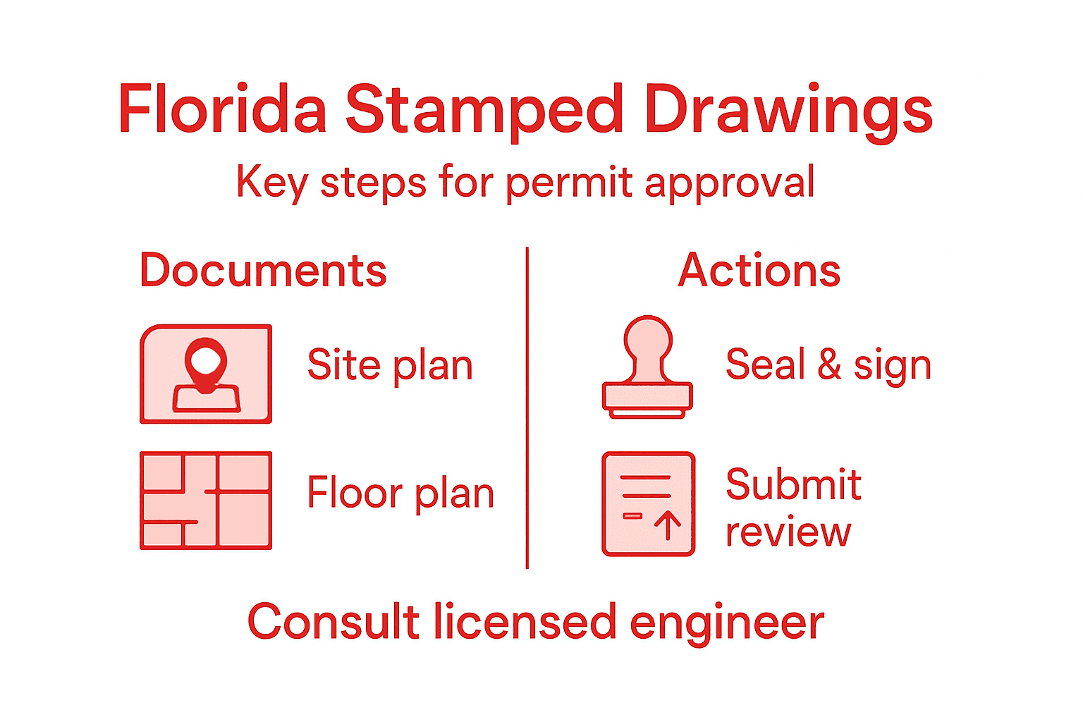 Infographic steps for Florida stamped permit drawings