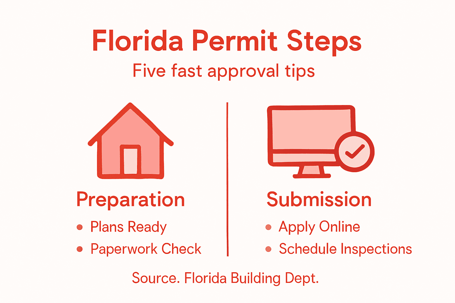 Infographic showing Florida permit steps and tips