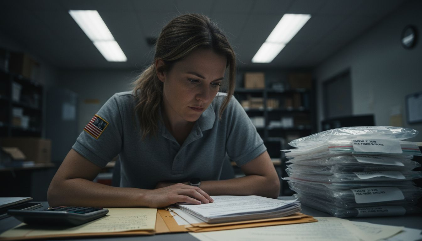 Investigator reviewing forensic protocols