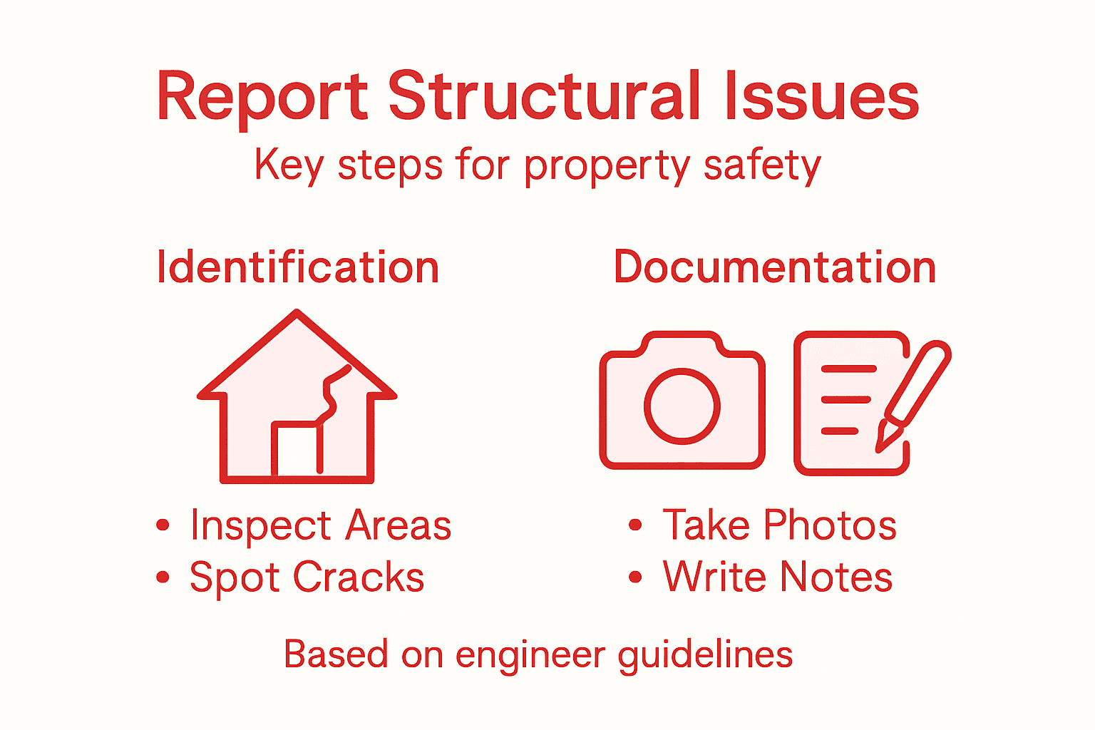 Infographic of steps for structural issue reporting