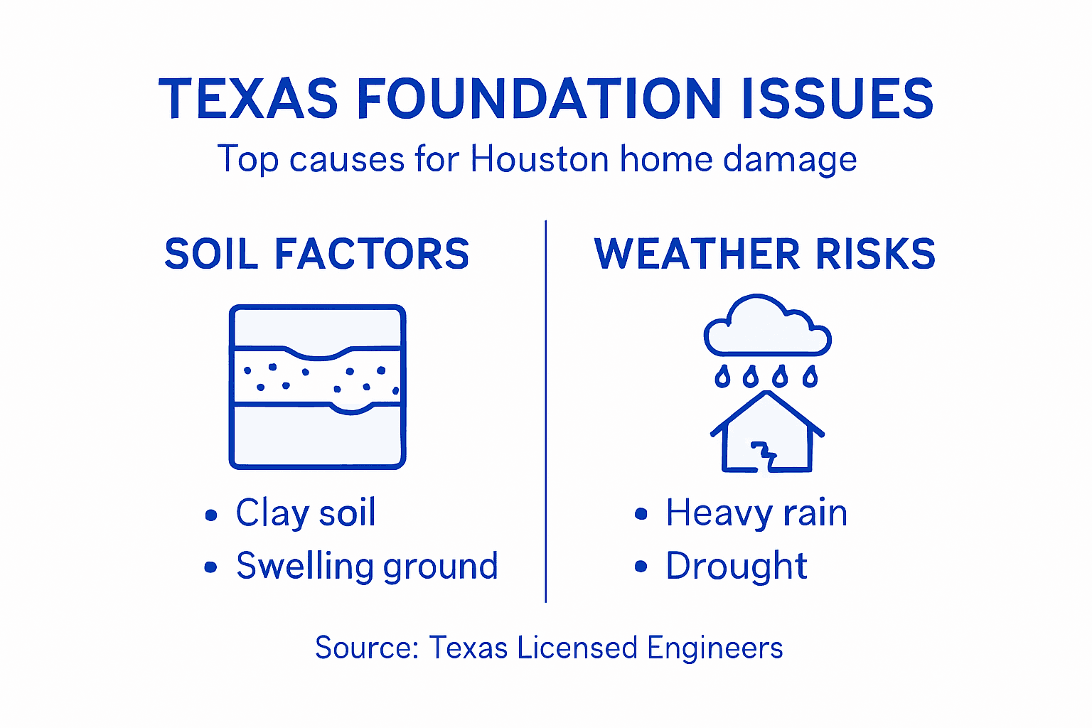 Infographic on common Texas foundation problem causes
