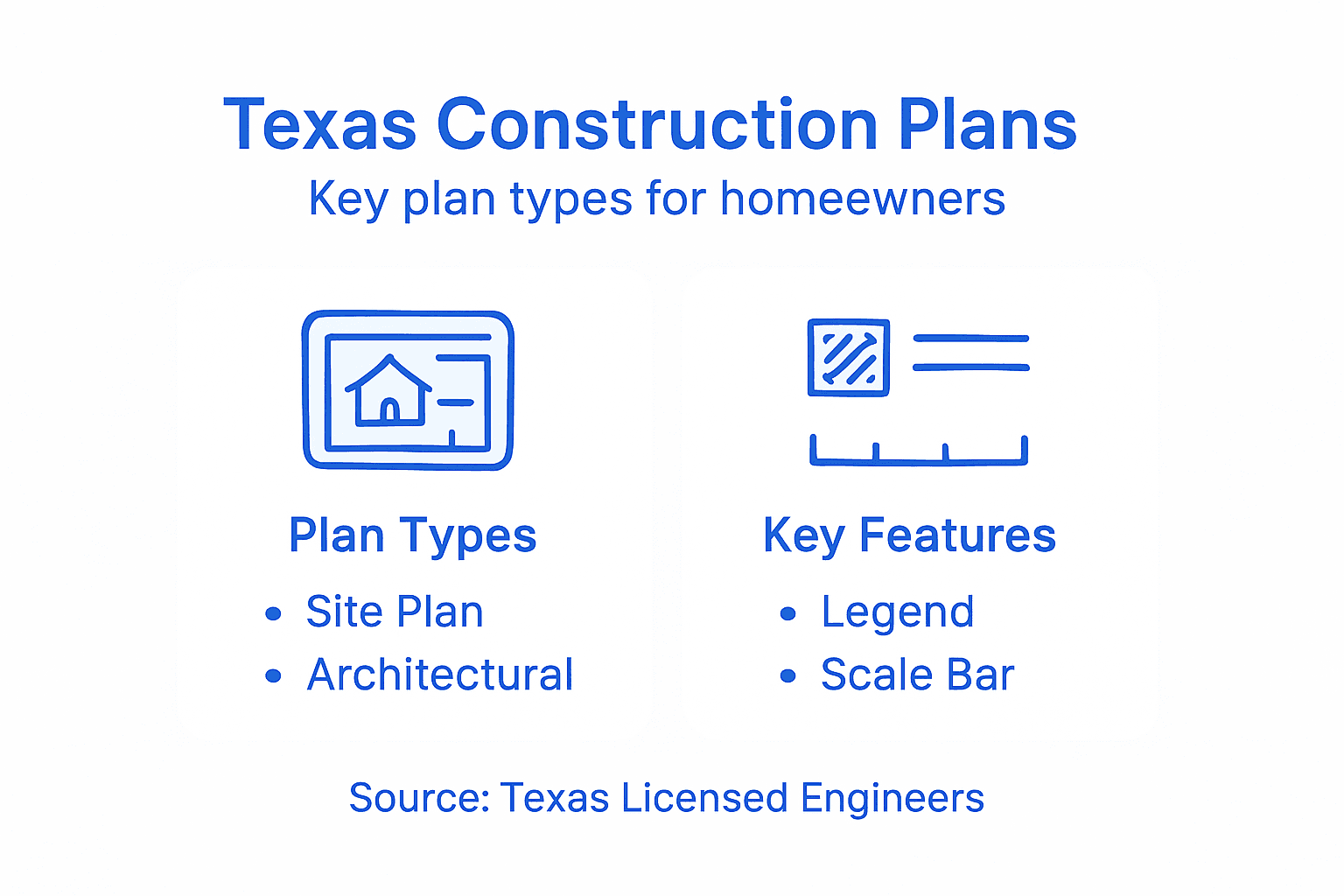 Infographic showing Texas construction plan types