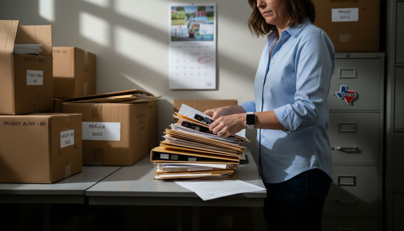 Manager collecting project files in file room