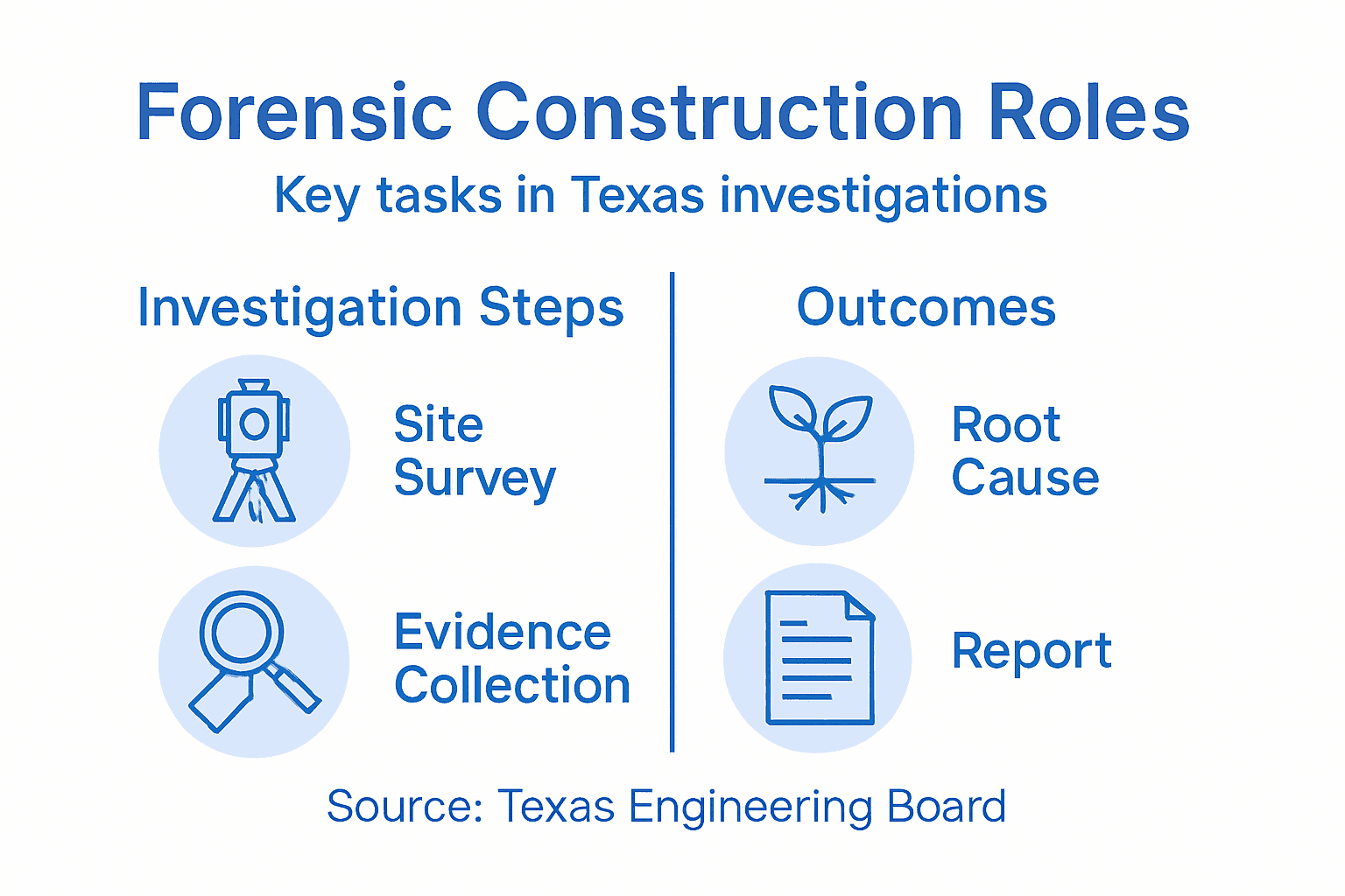 Infographic showing forensic investigation steps and outcomes