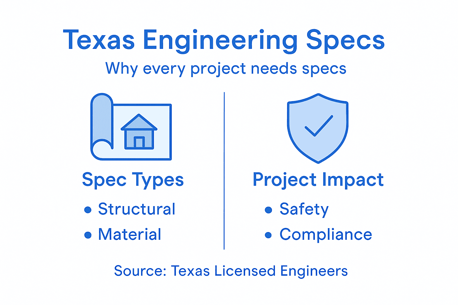 Infographic with Texas engineering specs summary