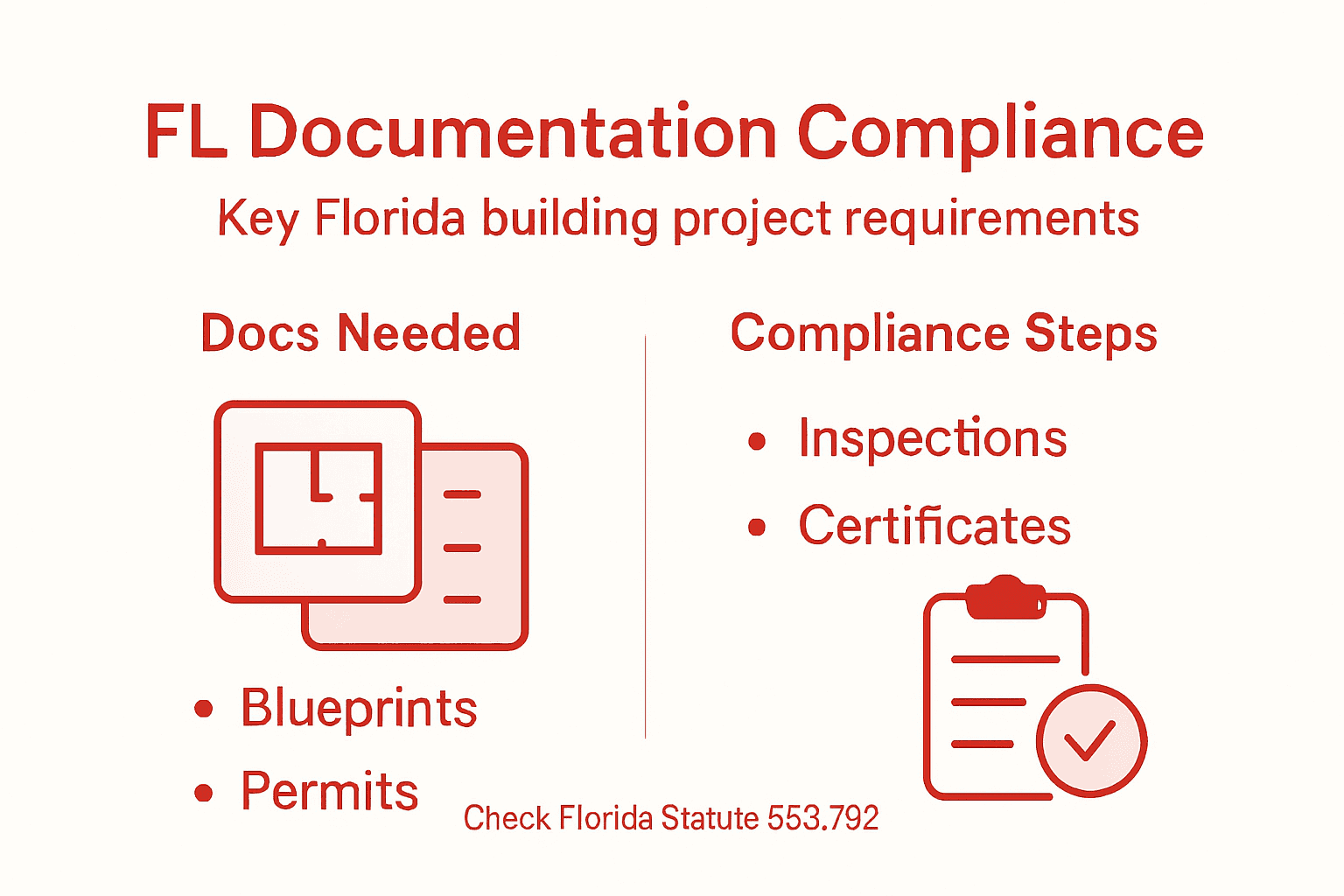 Infographic showing Florida construction documentation steps