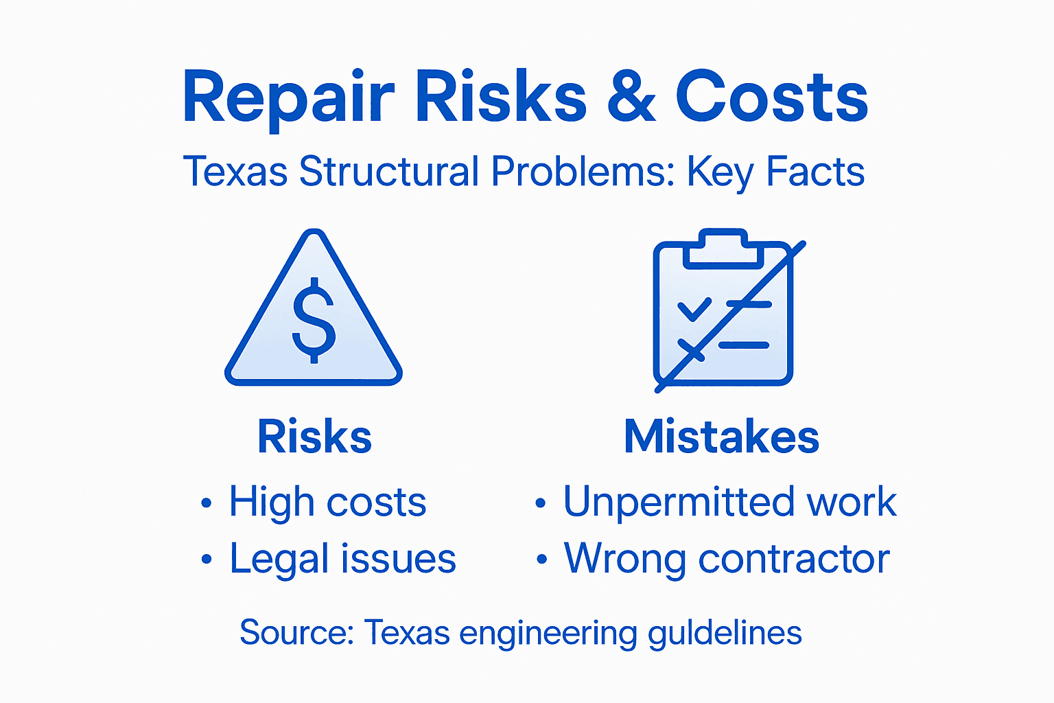 Infographic on Texas repair risks and costs