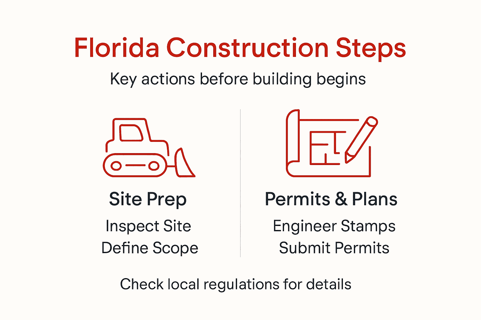 Infographic outlining Florida construction steps