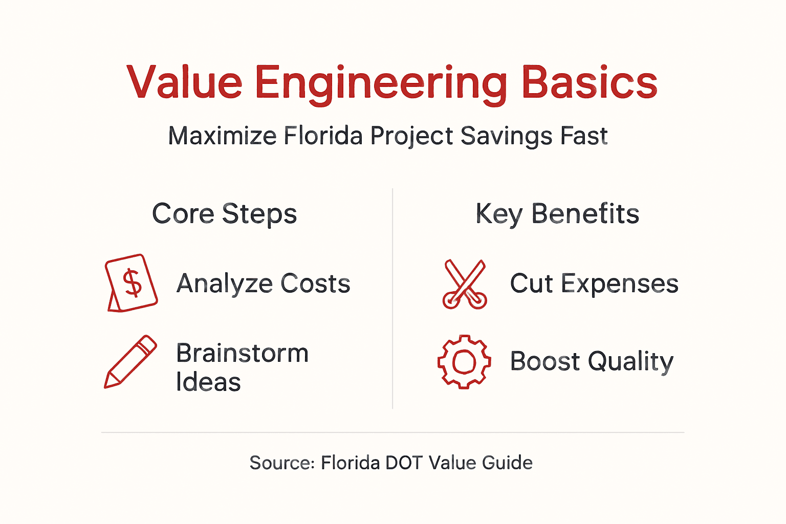 Infographic on value engineering steps and benefits