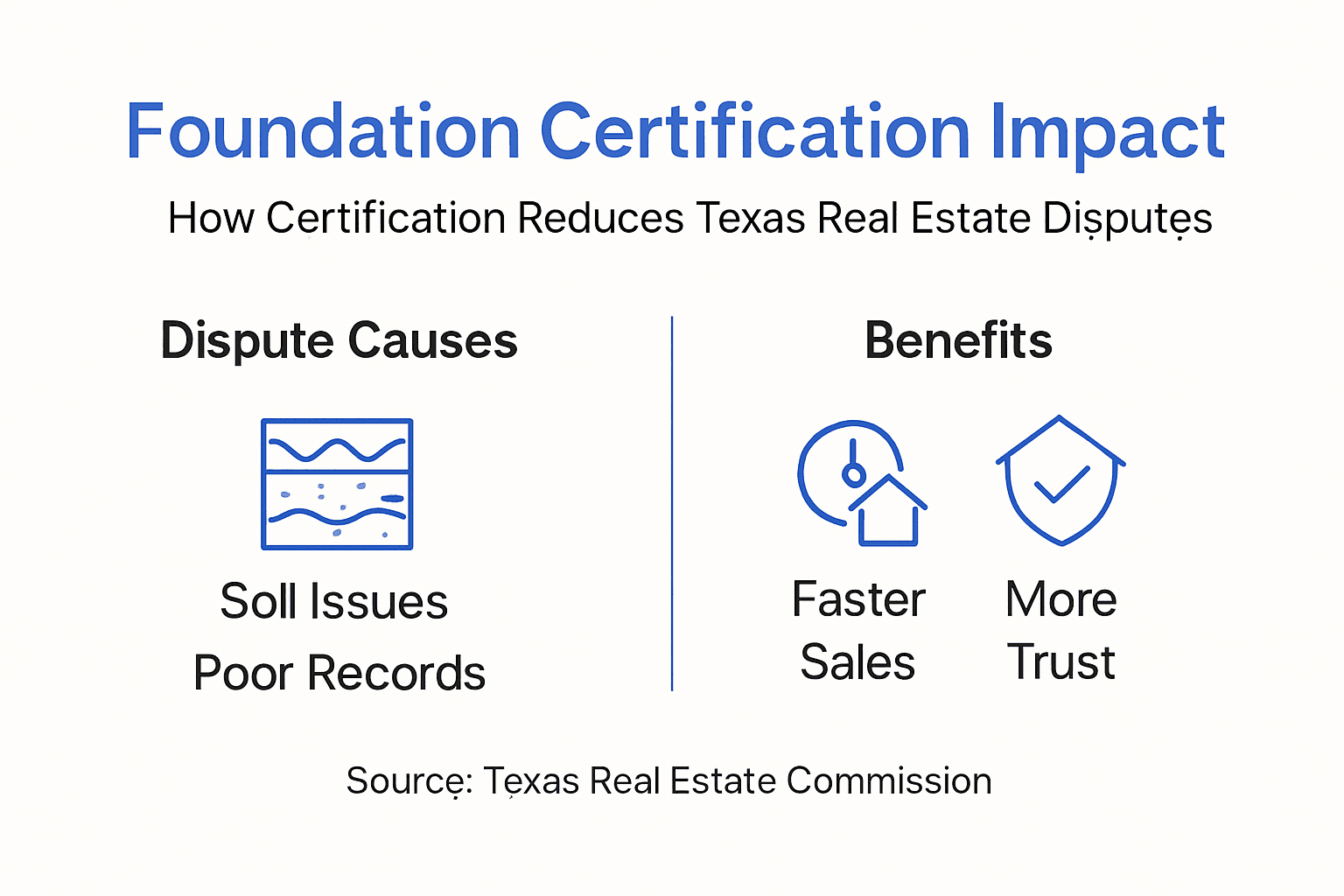 Infographic showing foundation certification reduces Texas disputes