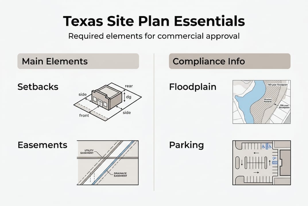 Infographic showing Texas site plan essentials