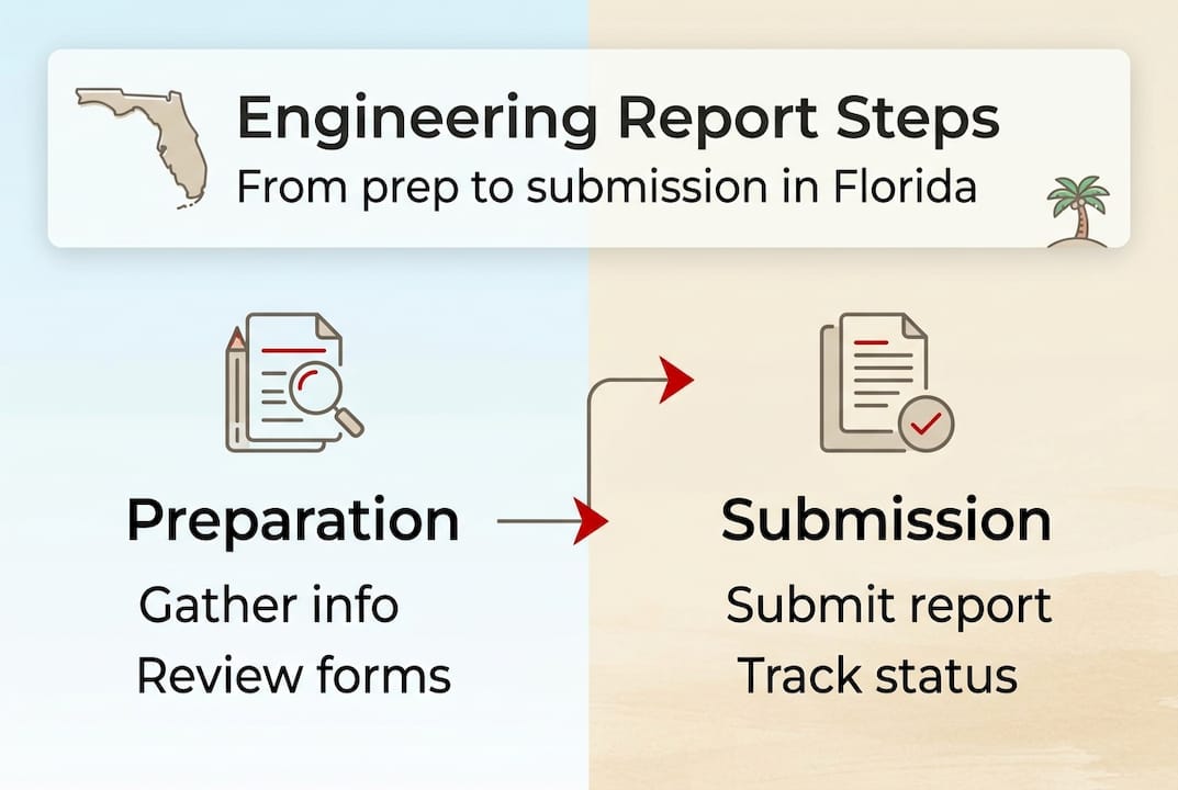 Infographic outlining engineering report process steps