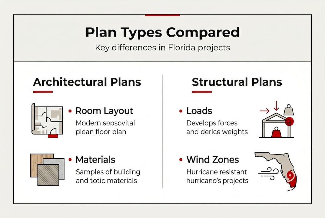 Infographic comparing architectural and structural plans