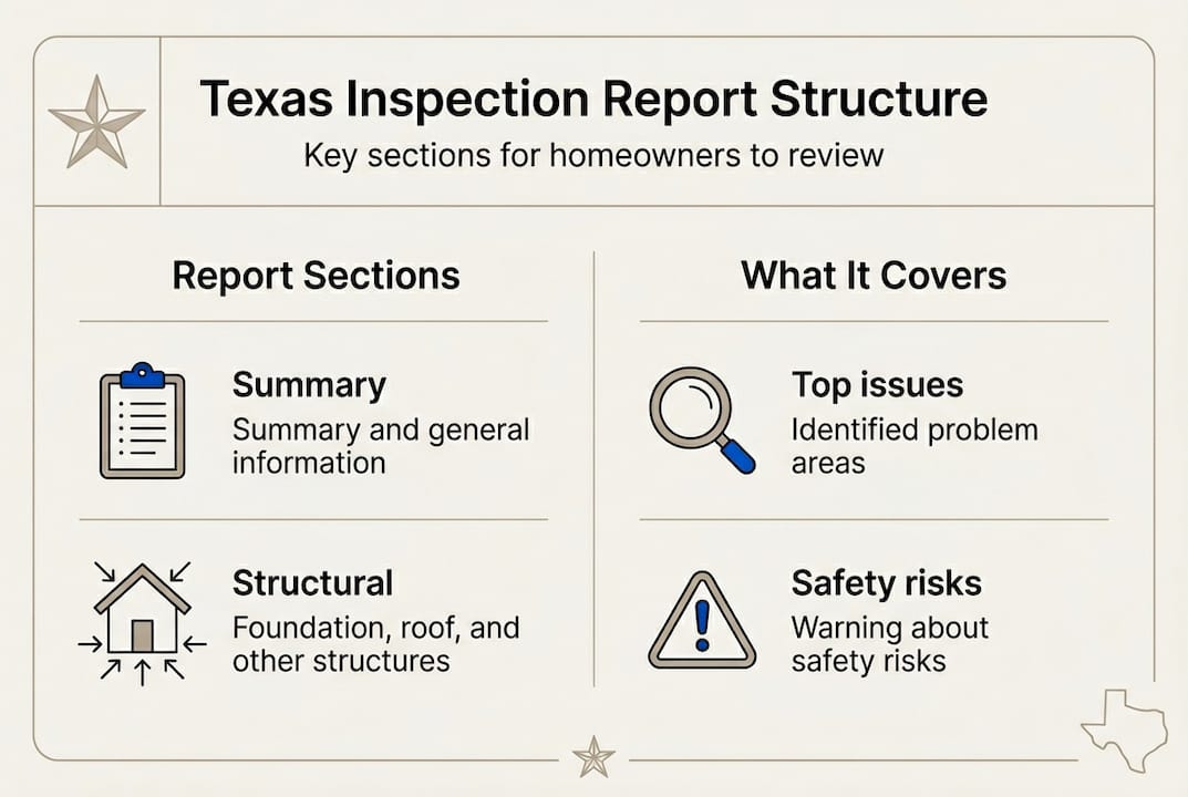 Infographic of Texas inspection report sections