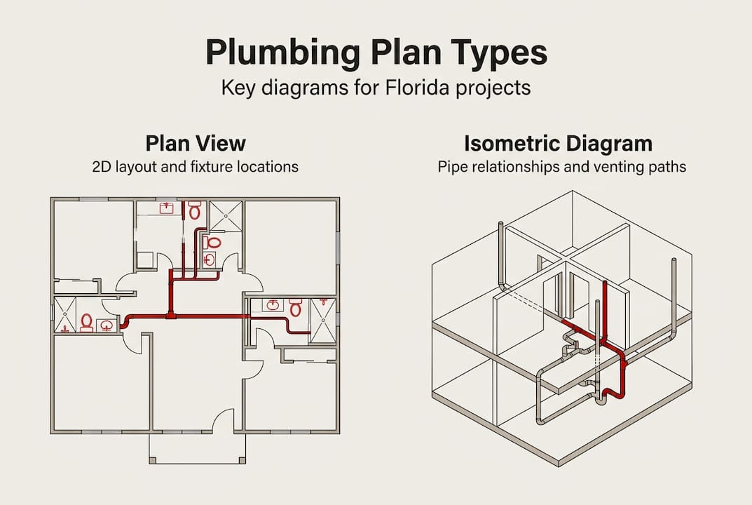 Infographic outlining plumbing plan diagrams