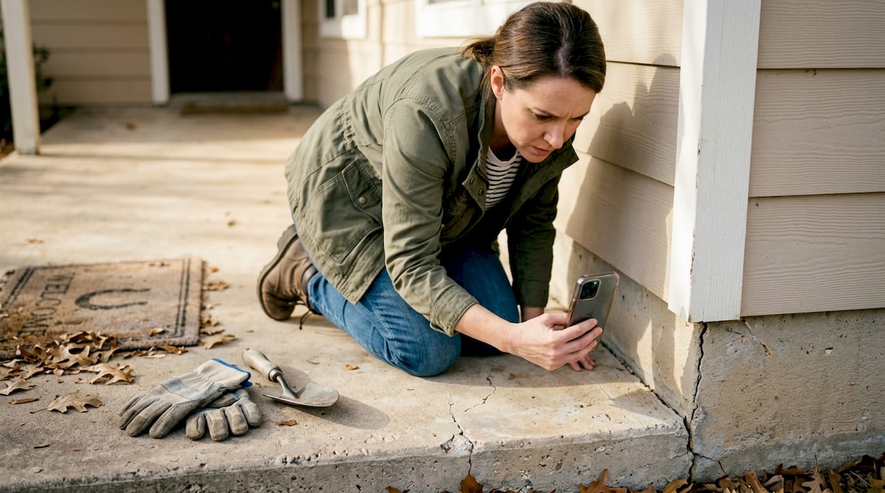 Homeowner photographs foundation crack concern
