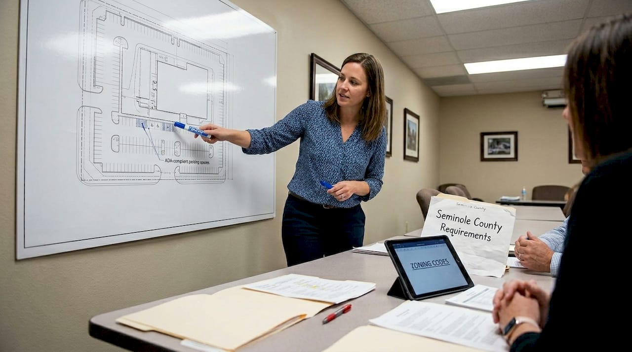 Staffer reviews site plan parking requirements