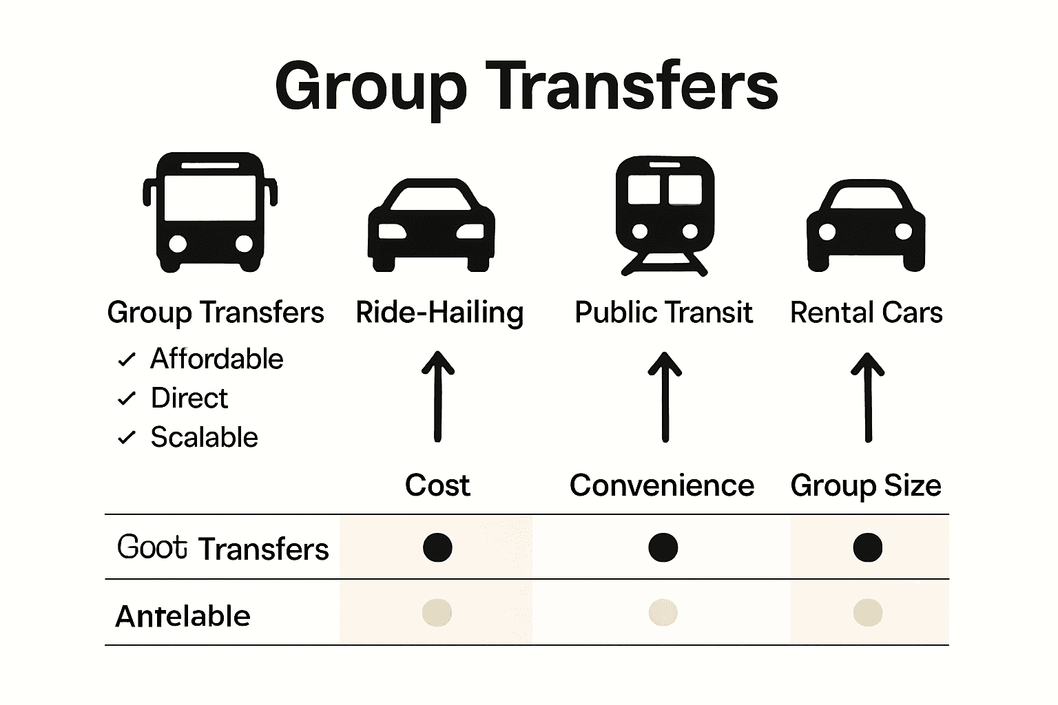 Infographic comparing group transfers to other transport options