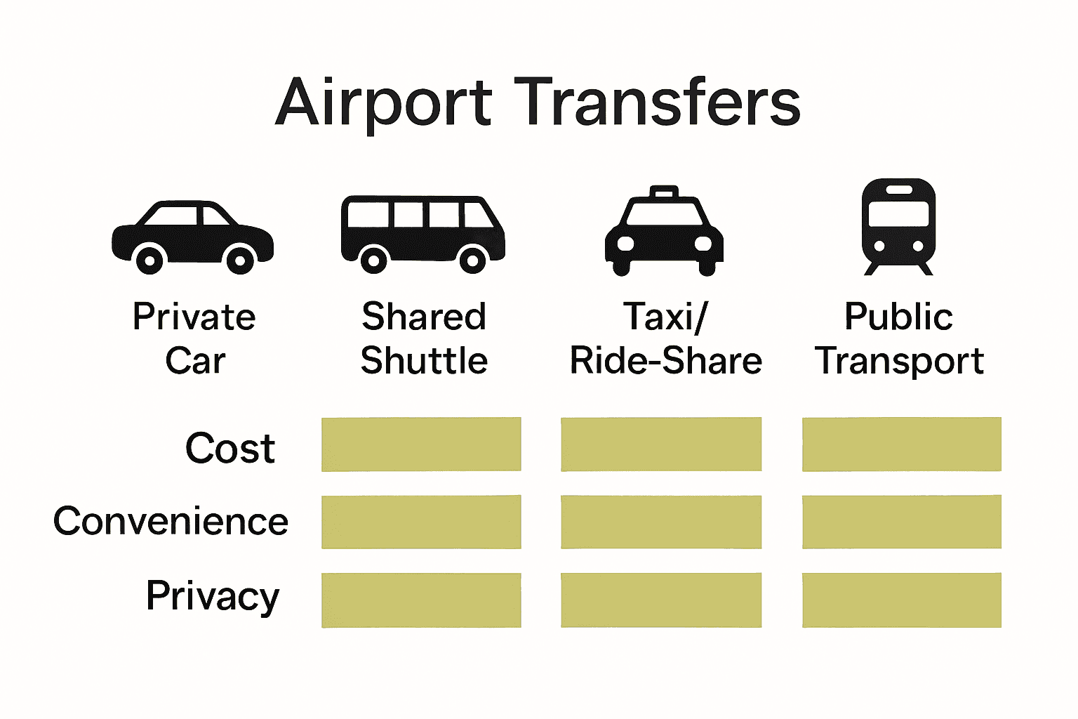 Comparison infographic of airport transfer options