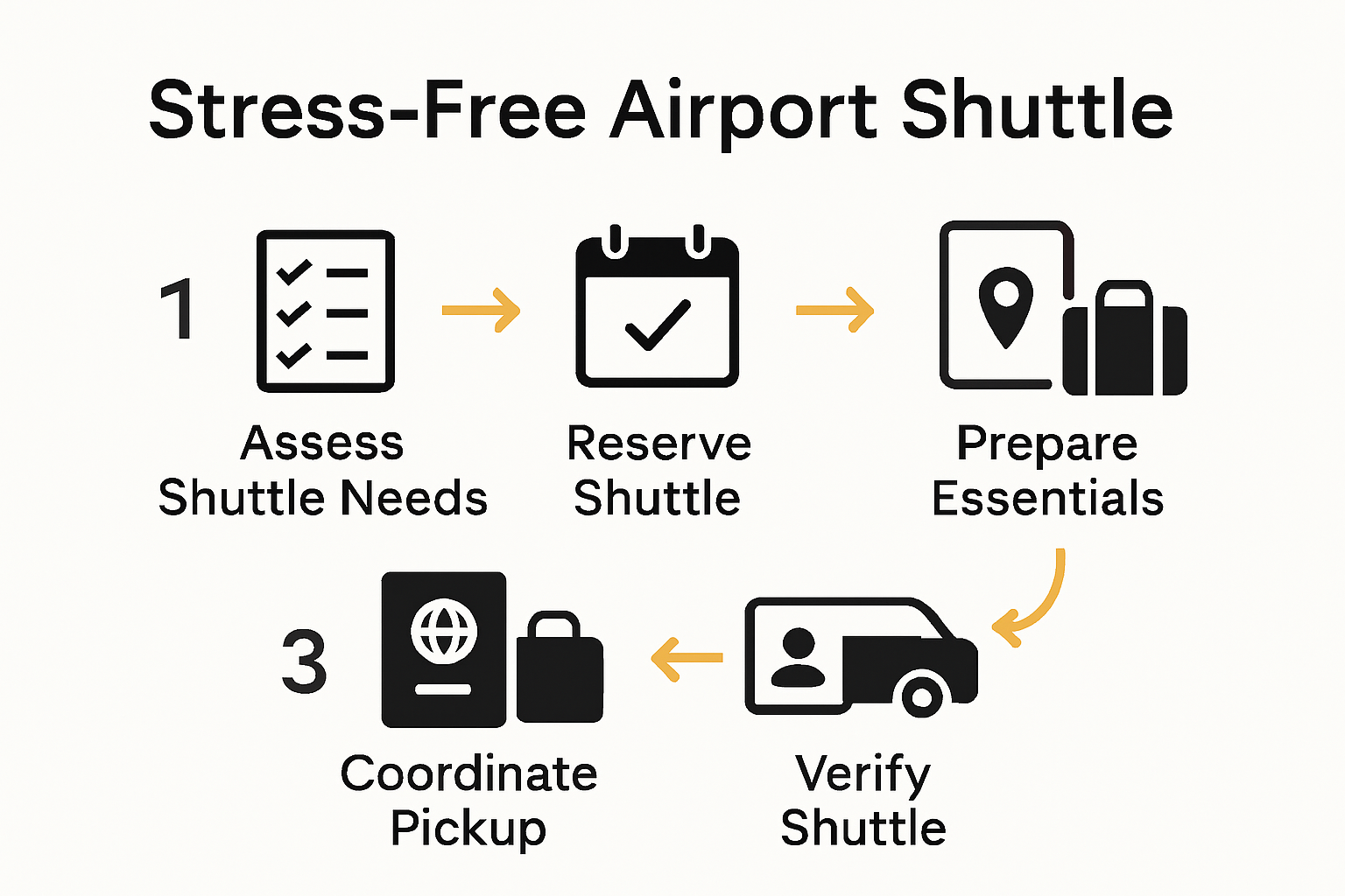 Five-step infographic for airport shuttle planning