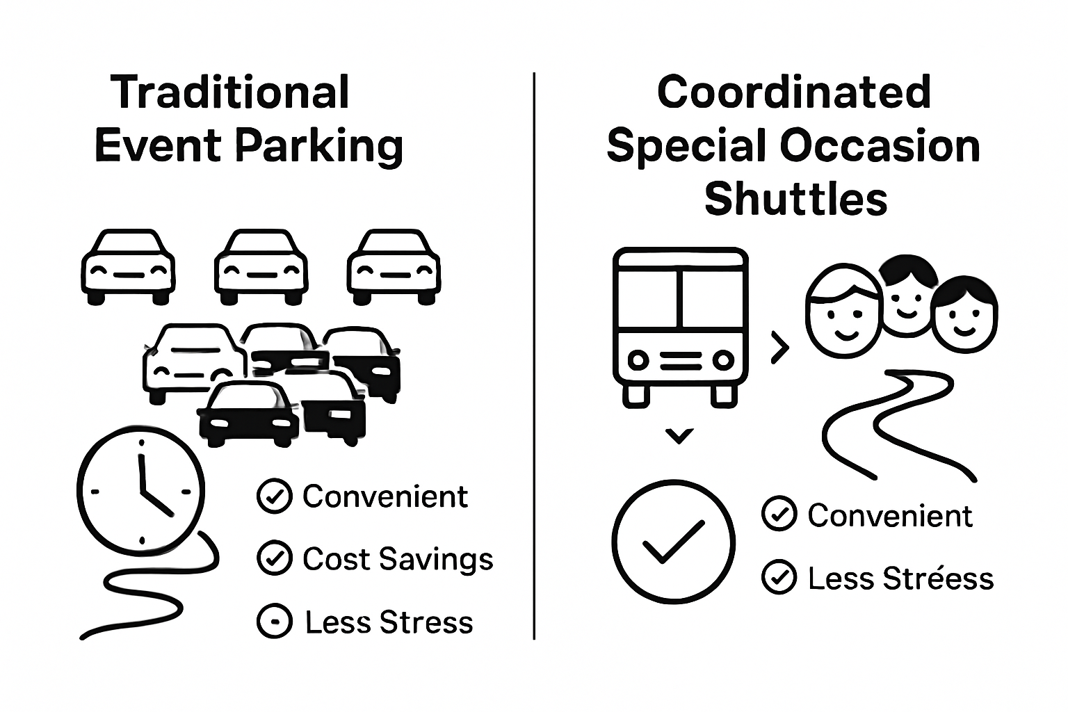 Infographic comparing shuttle vs. parking