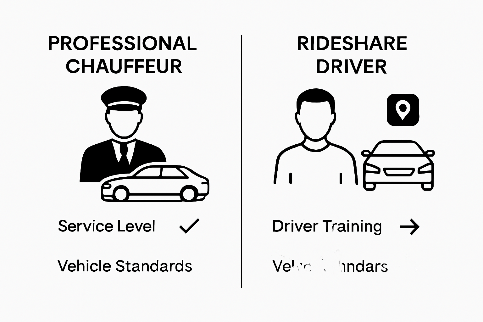 Infographic comparing chauffeur and rideshare services