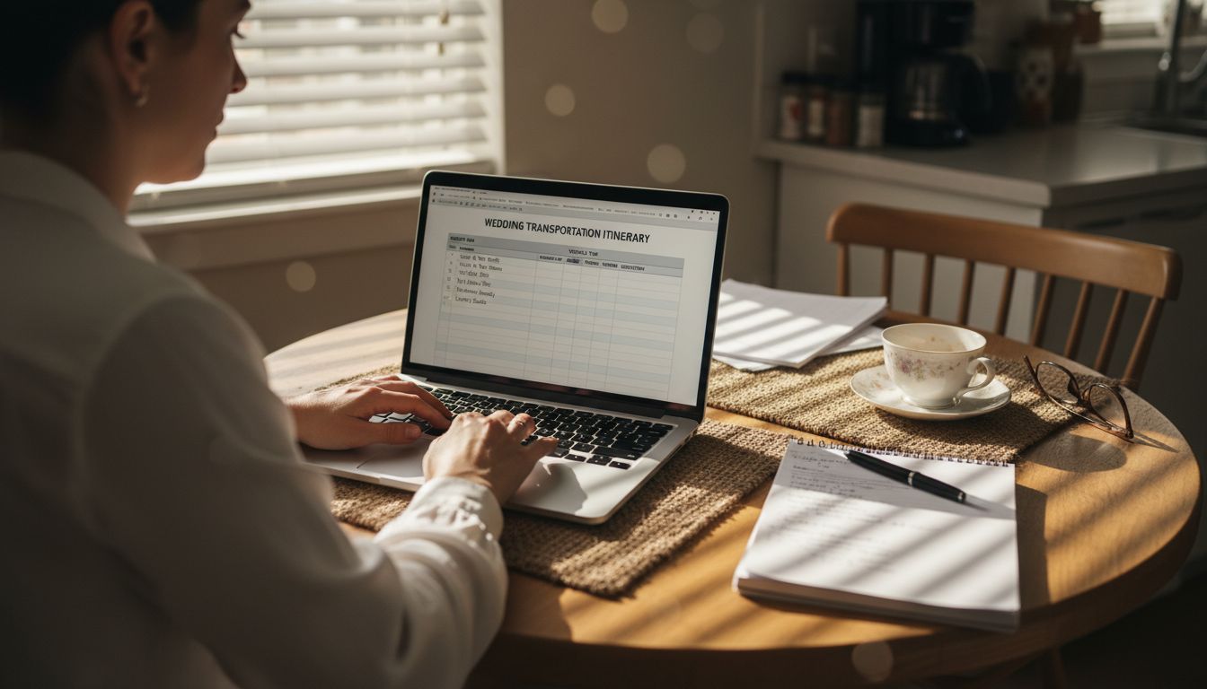 Planner updating wedding vehicle spreadsheet