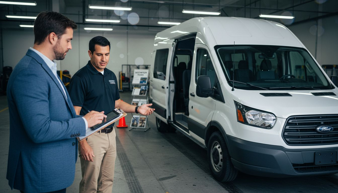 Event planner selecting shuttle vehicle