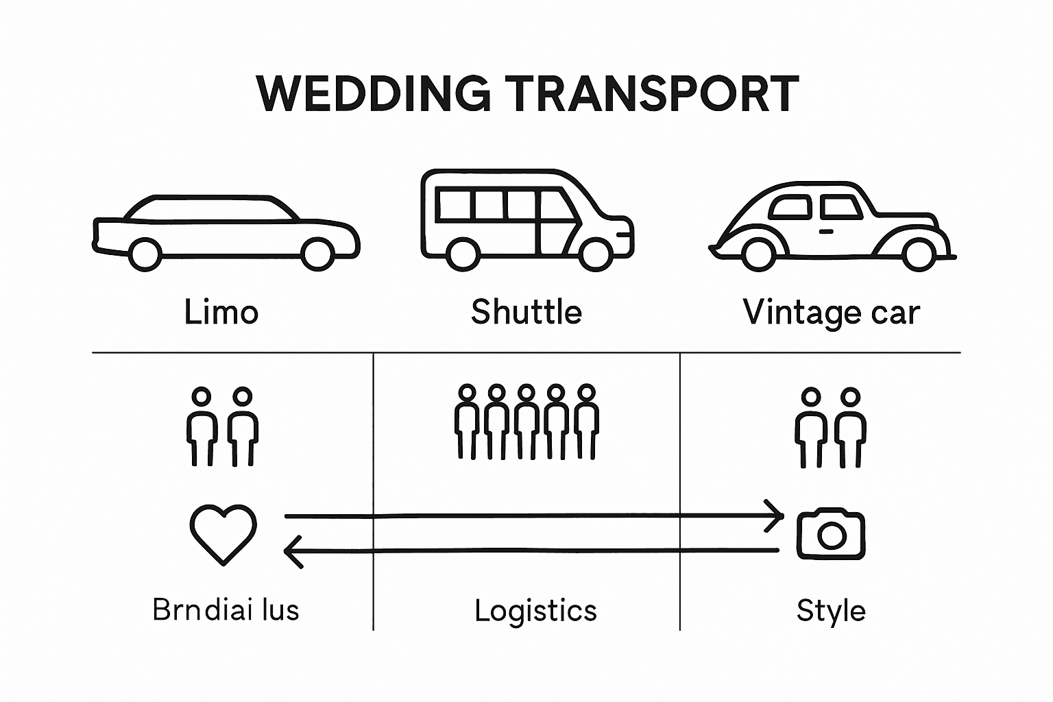 Infographic comparing wedding transport types