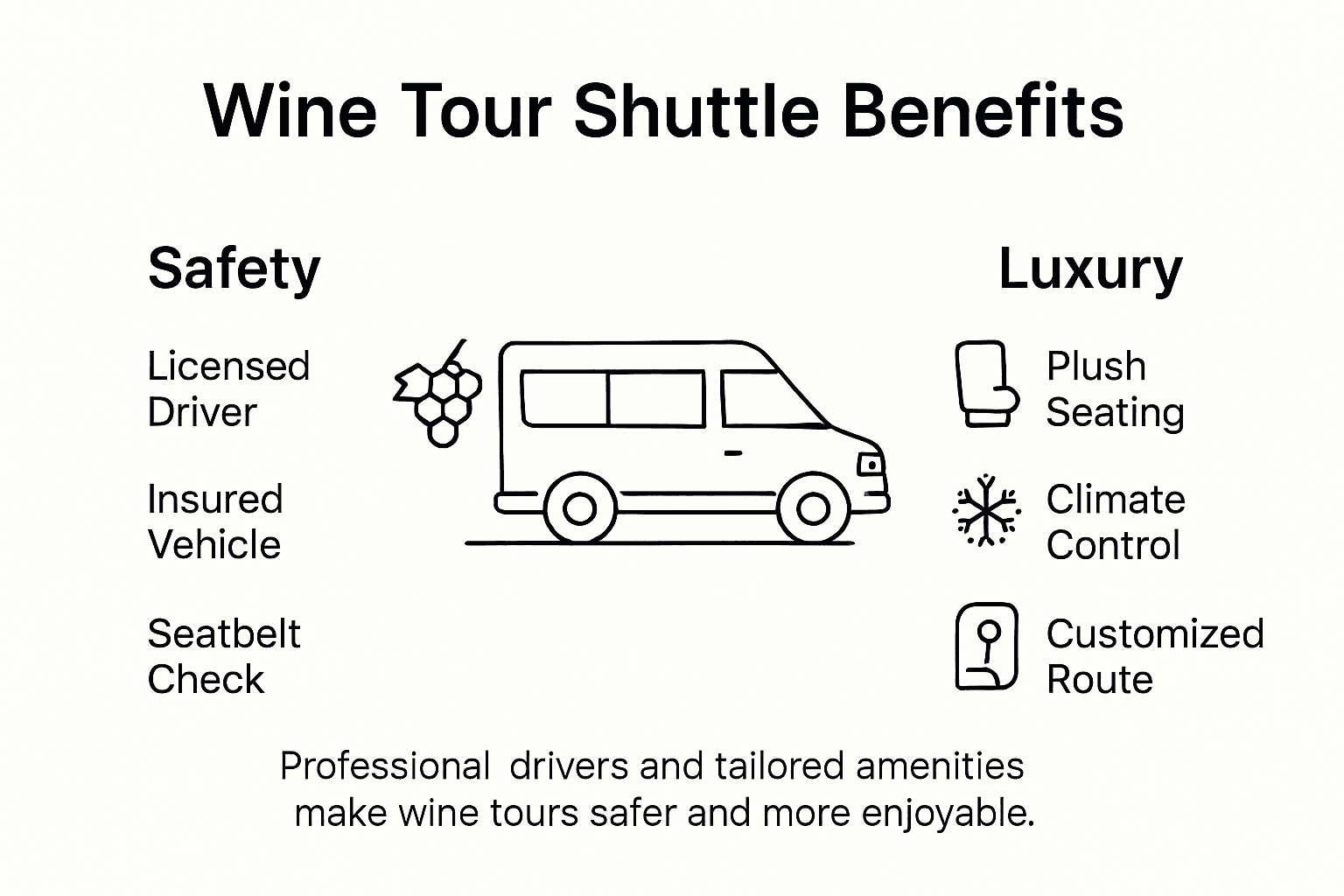 Infographic showing wine shuttle safety and luxury