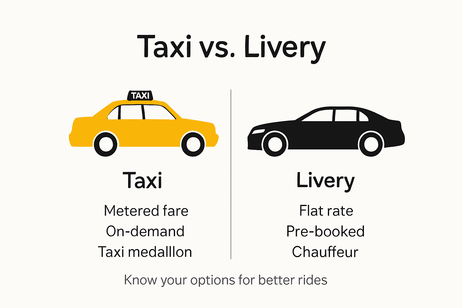 Infographic comparing taxi and livery features