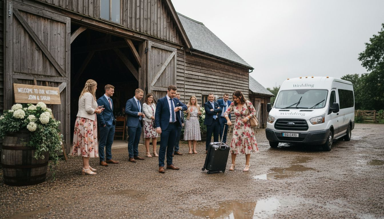 Guests waiting for wedding shuttle arrival