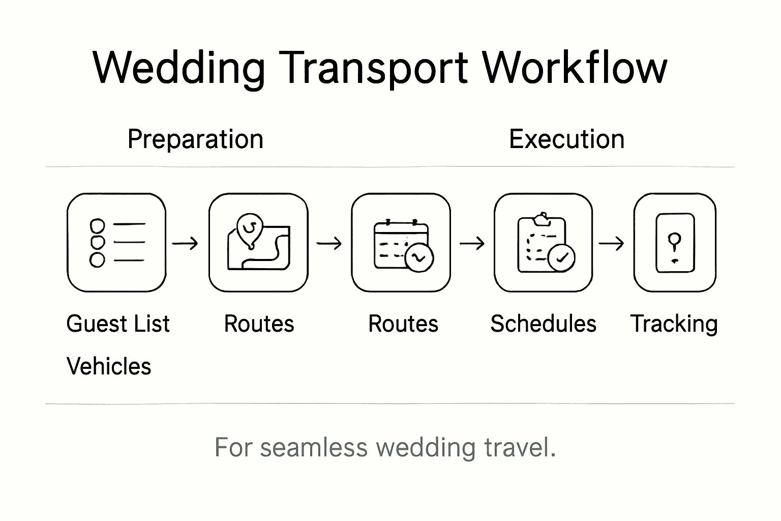 Infographic showing wedding transport workflow steps