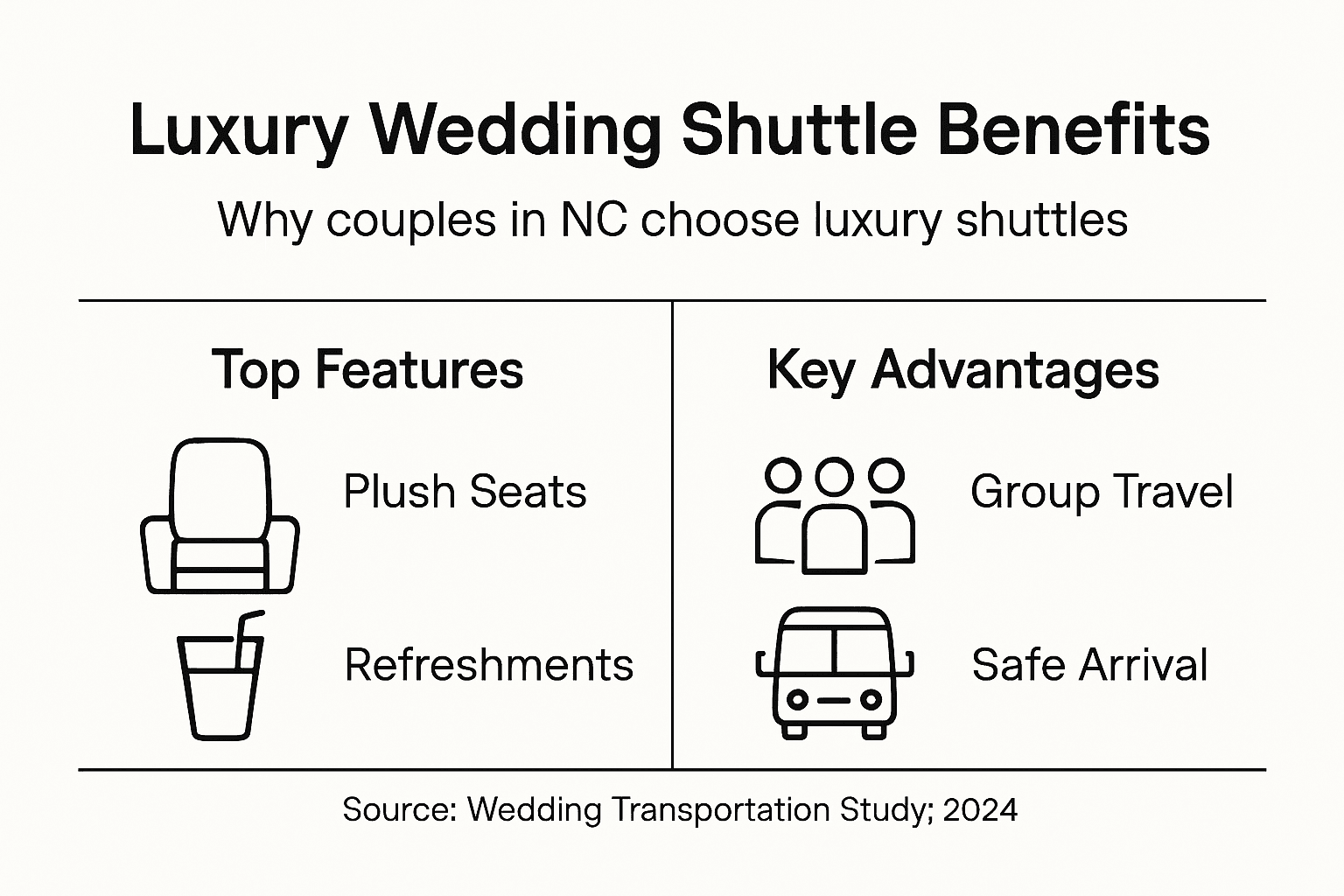Infographic showing main luxury shuttle benefits