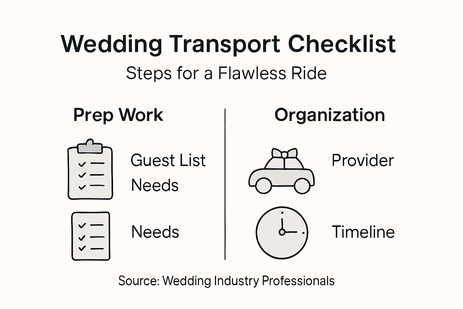 Infographic of wedding transport checklist steps