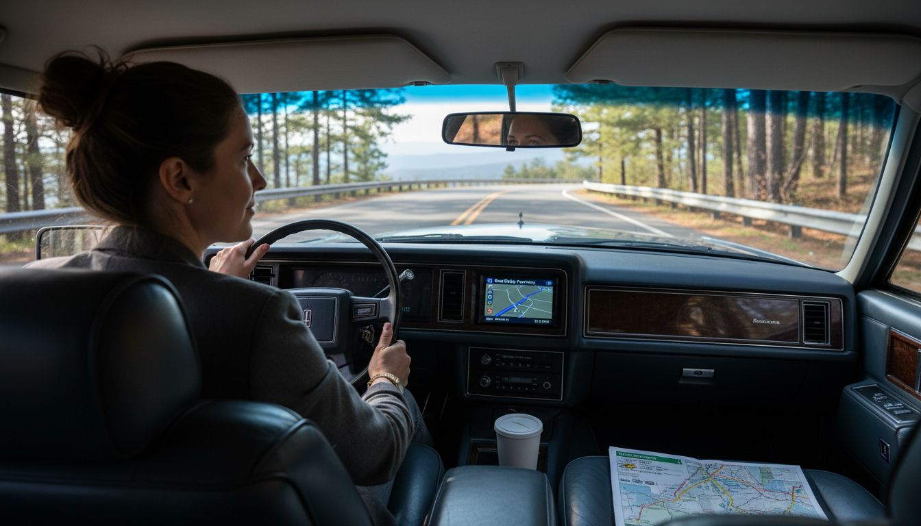 Chauffeur driving in North Carolina mountains