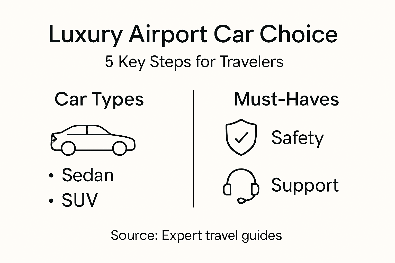 Infographic with airport car types and steps