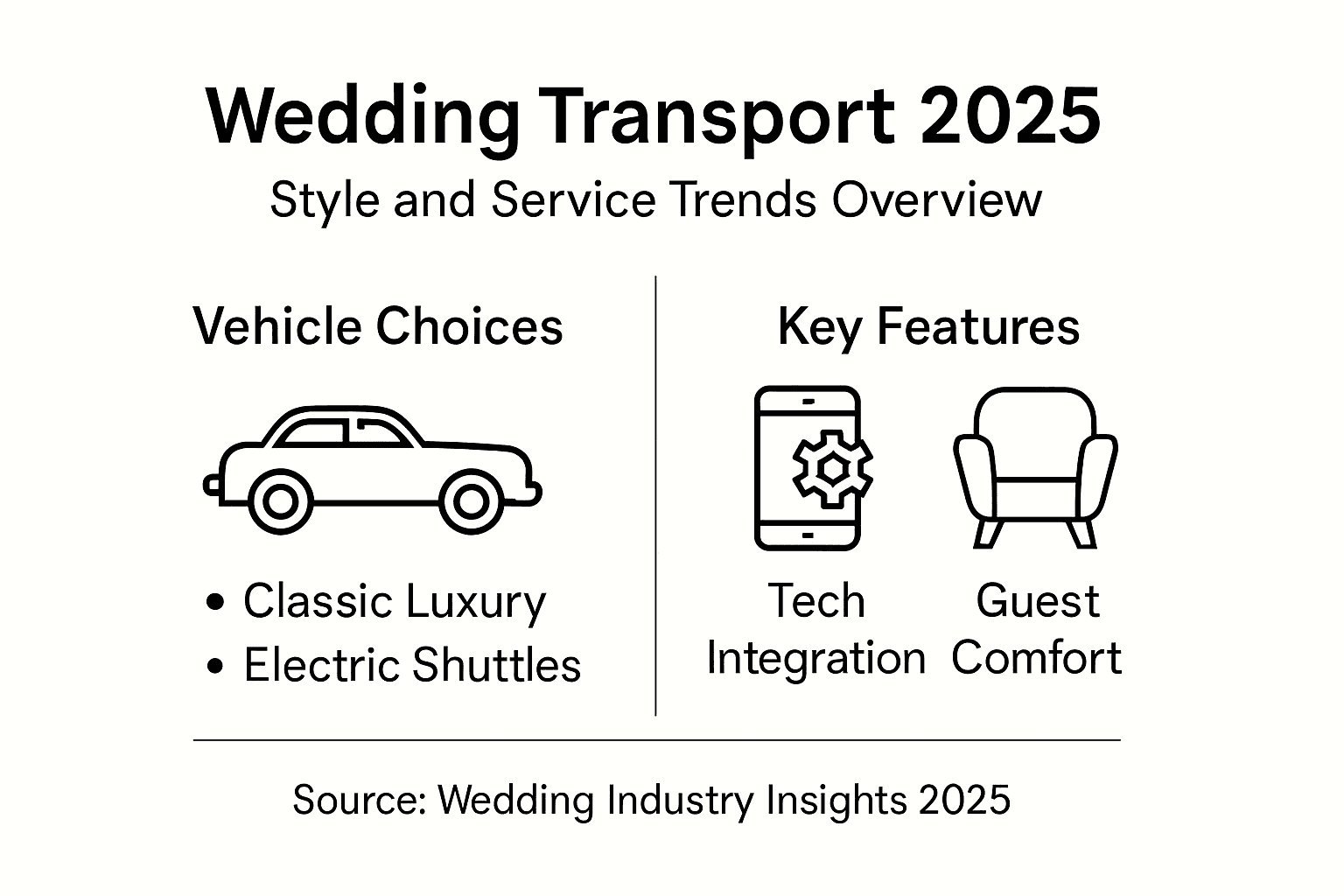 Infographic wedding transport trends style service
