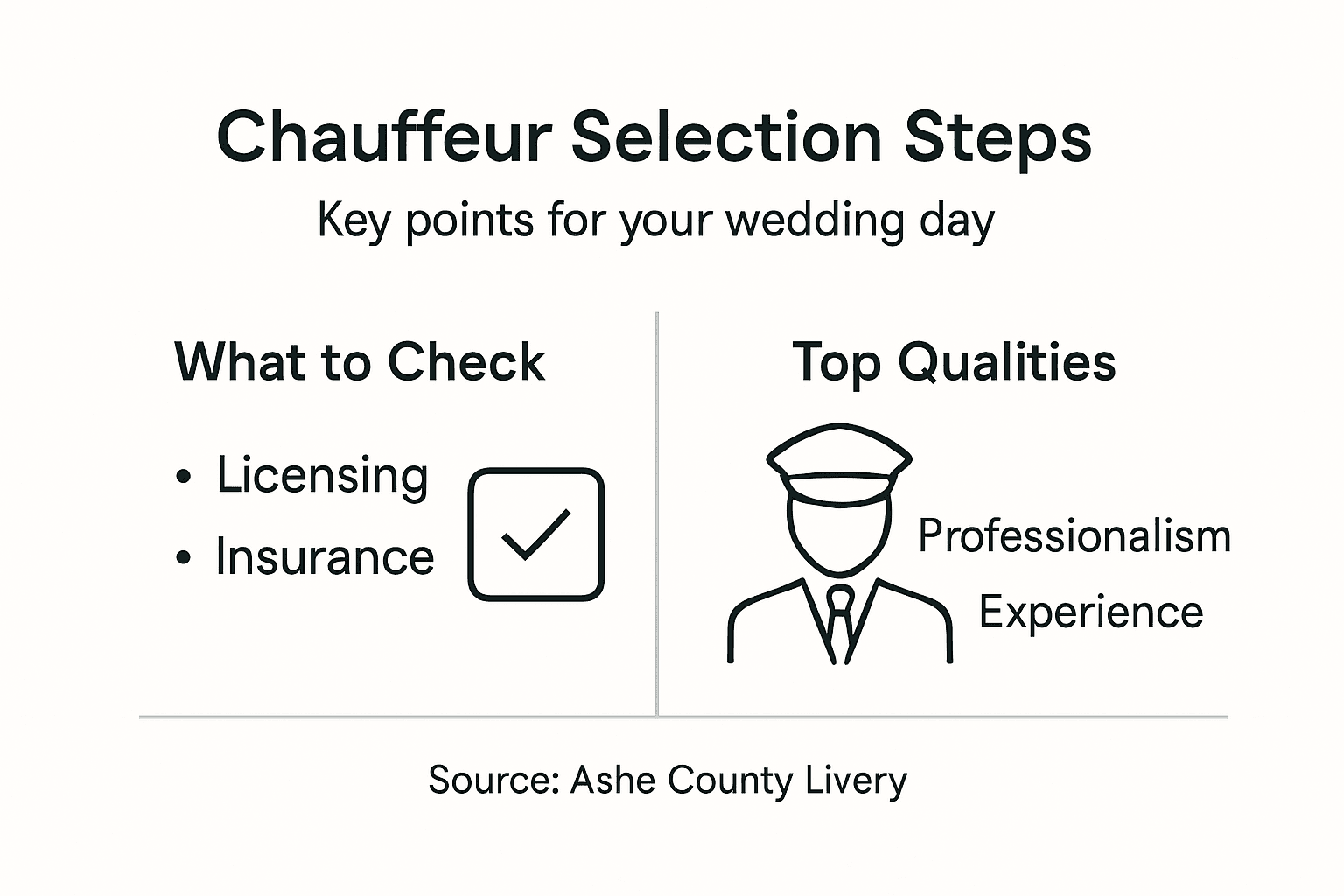 Infographic showing chauffeur selection steps