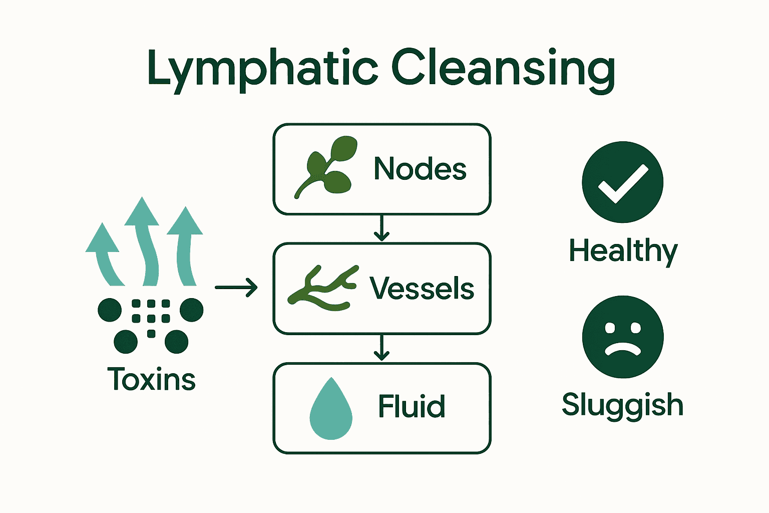 Infographic showing lymphatic cleansing process and health impact.