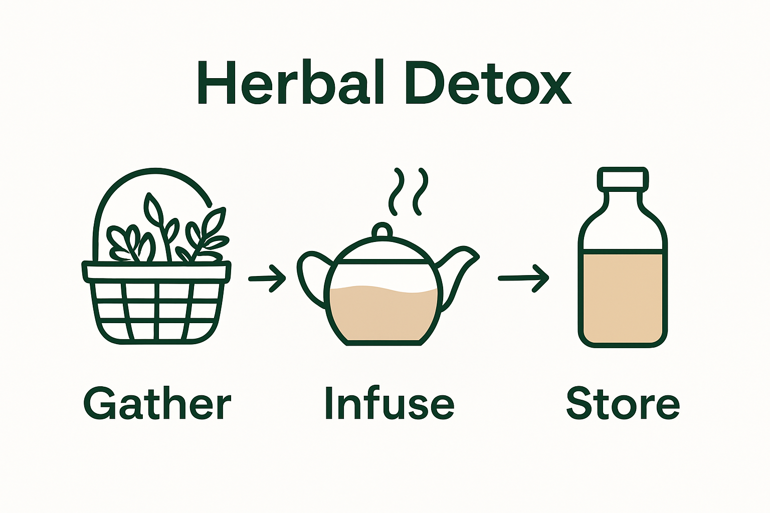 Three-step herbal infusion process infographic