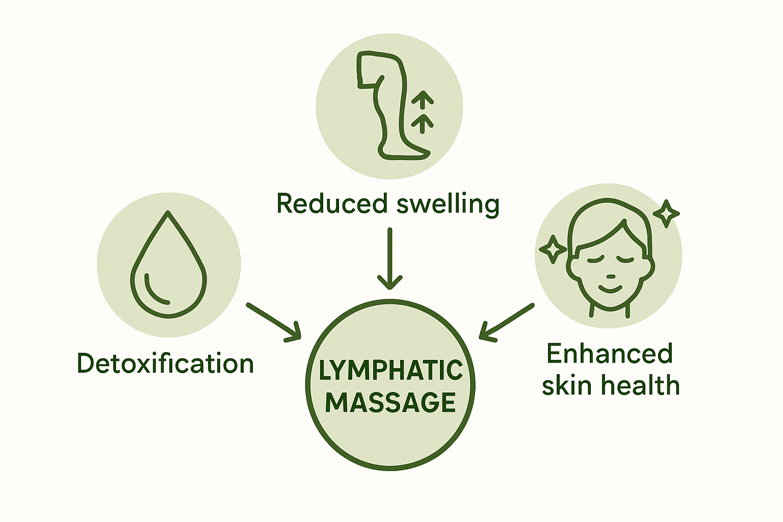 Infographic showing three benefits of lymphatic massage