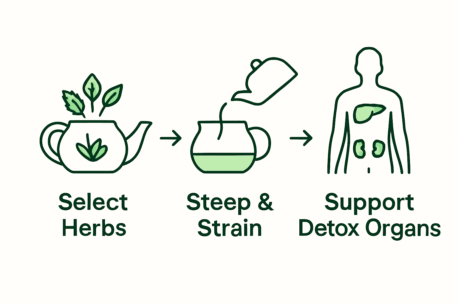 Infographic showing herbal detox steps and organs