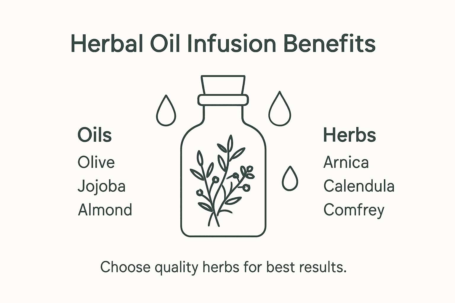 Infographic showing herbal oil infusion key benefits
