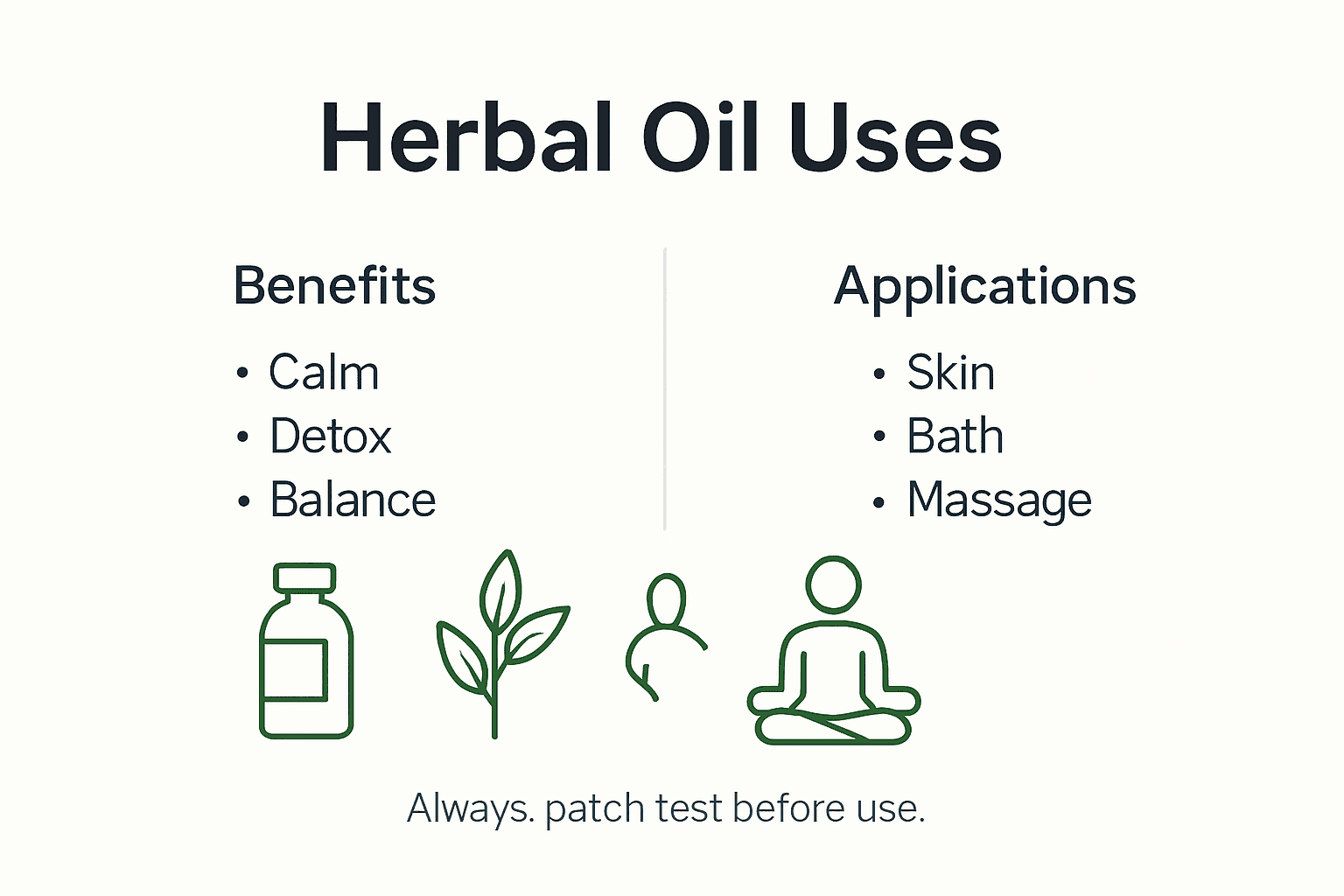 Infographic about herbal oil uses and benefits