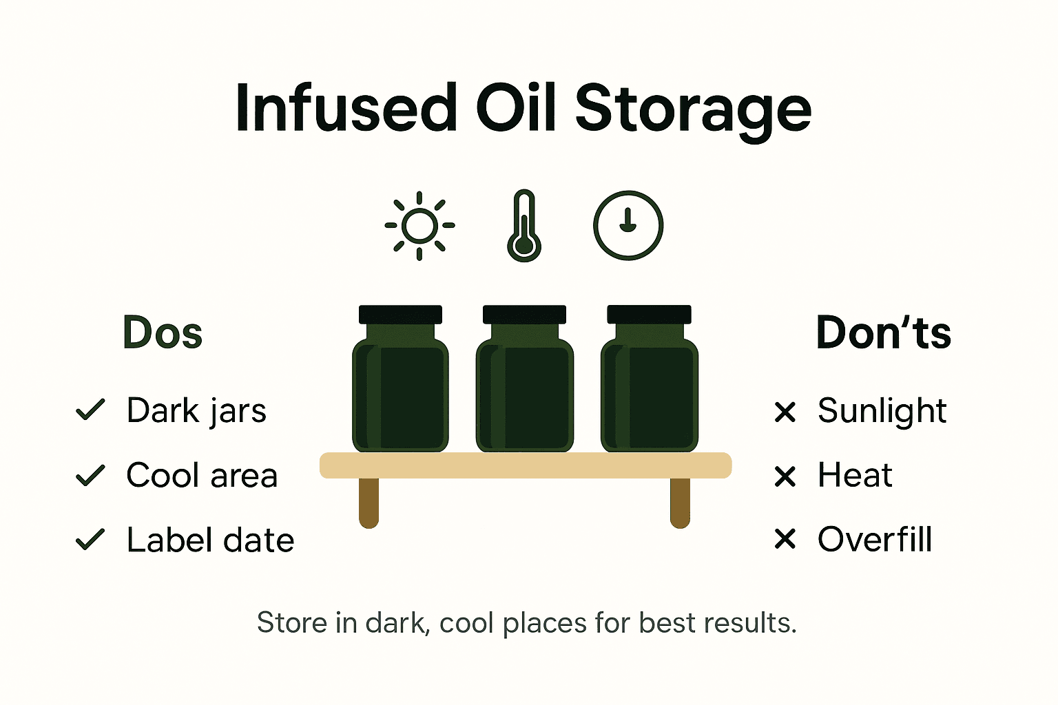 Infographic showing infused oil storage tips