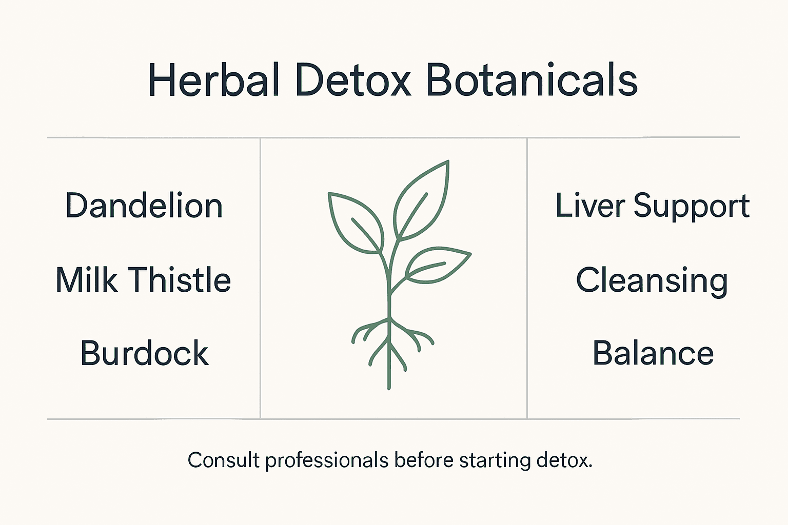 Infographic showing herbal detox botanicals and benefits