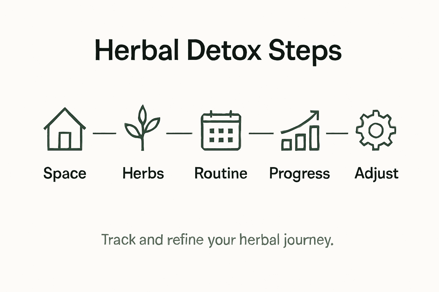 Infographic showing herbal detox workflow steps and essentials
